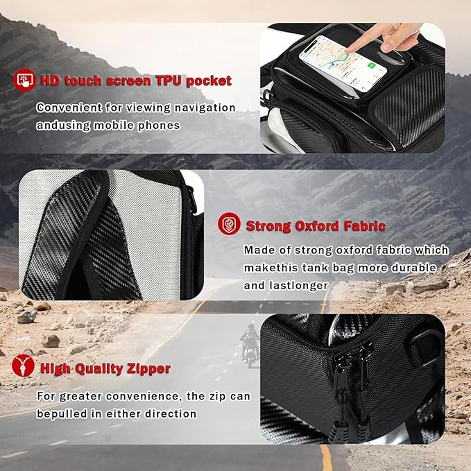 Motorcycle Tank Bag for Harley Davidson XL883 1986-2014, Strong Magnetic Waterproof Oxford Black Motorbike Quick Release Pannier Bag