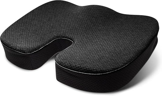 BLACK+DECKER Quilted Knit Memory Foam Seat Cushion U Seat Cushion for Office Chair, Car, Wheelchair & Airplane – Ergonomic, Pain Relief, Non-Slip Backing, Washable Cover, Black