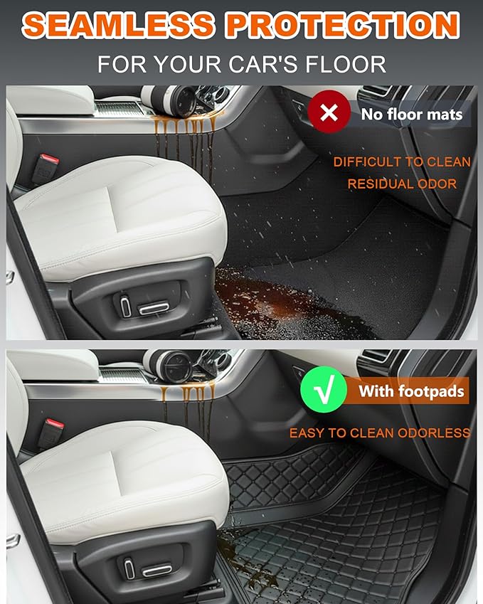 All-Weather car Floor MATS-Suitable for 99% of car Models,Leather car mat, offering Personalized Embroidery and Multiple Color Options,Provide Protection for car Rug (Gray=)