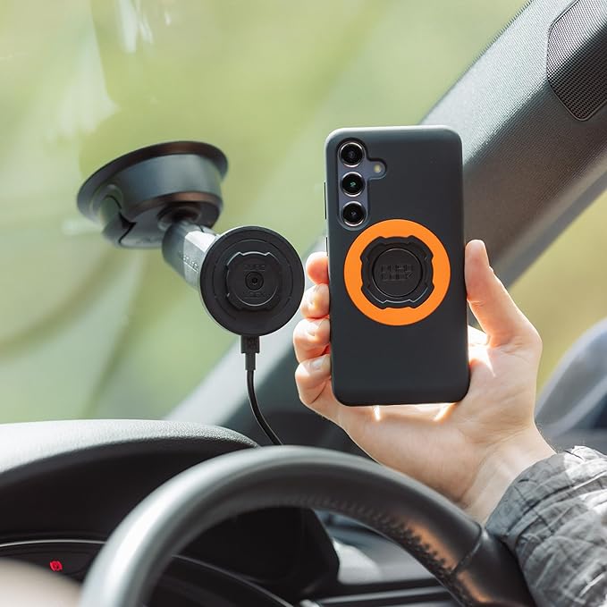 Quad Lock Heavy Duty Suction Car Phone Mount with MAG Phone Case and MAG Wireless Charging Head for iPhone 17e