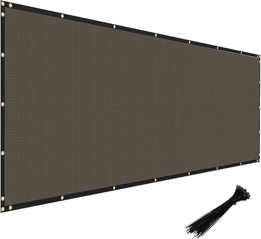 Windscreen4less Privacy Fence Screen Heavy Duty Windscreen Fencing Mesh Fabric Shade Net Cover with Brass Grommtes for Outdoor Wall Garden Yard Pool Deck, 8'x58' Brown