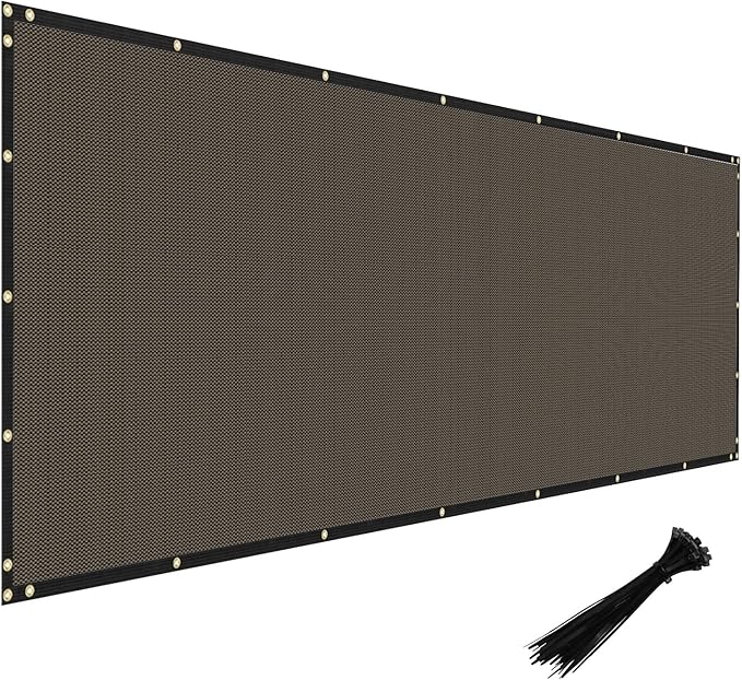 Windscreen4less Privacy Fence Screen Heavy Duty Windscreen Fencing Mesh Fabric Shade Net Cover with Brass Grommtes for Outdoor Wall Garden Yard Pool Deck, 8'x222' Brown