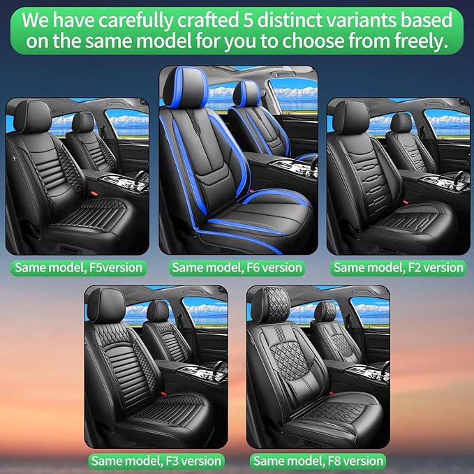 Fit Fj Cruiser Car Seat Covers for Toyota Fj Cruiser 2007-2013 2014 -Upgraded Premium Waterproof & Breathable Leather,Airbag Compatible,All-Weather Seat Cushion Protector,2 Front/Black-Blue