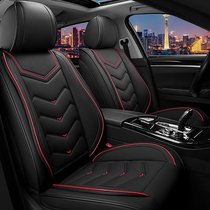 CTDS Car Seat Covers for Hyundai Kona 2018-2026, Stylish Sport Seat Cover, Premium Nappa Leather Car Seat Cover. Automobile Seat Covers Sets.(Standard 2 Seats/Black)