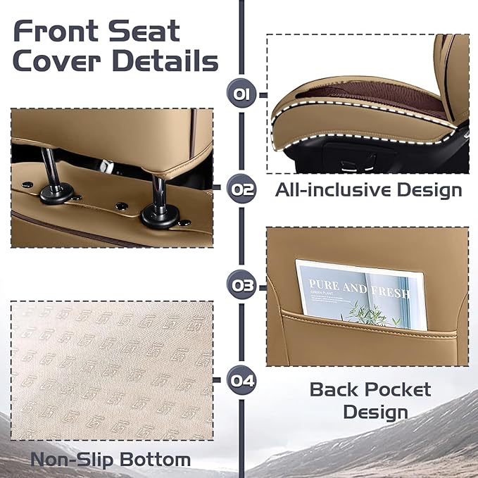 Truck Seat Covers for Ram 3500 2009-2026, Waterproof Premium Leather Full Coverage Car Seat Cover, Muscle Sport Style Auto Interior Seat Cover Sets (Full Set/Brown Coffee)
