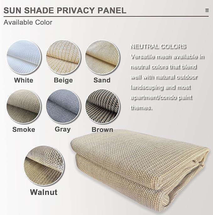 Sun Shade Privacy Panel with Grommets on 4 Sides for Patio, Awning, Window Cover, Pergola or Gazebo (Walnut, 10' x 10')