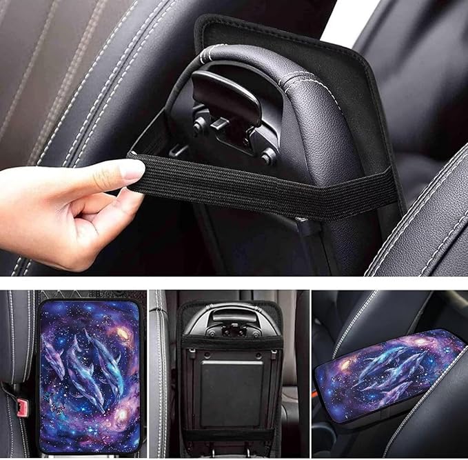 Galaxy Dolphin Vehicle Armrest Covers Armrest Seat Box Cover Protector Middle Storage Organizer Pad Aesthetic Interior Decor
