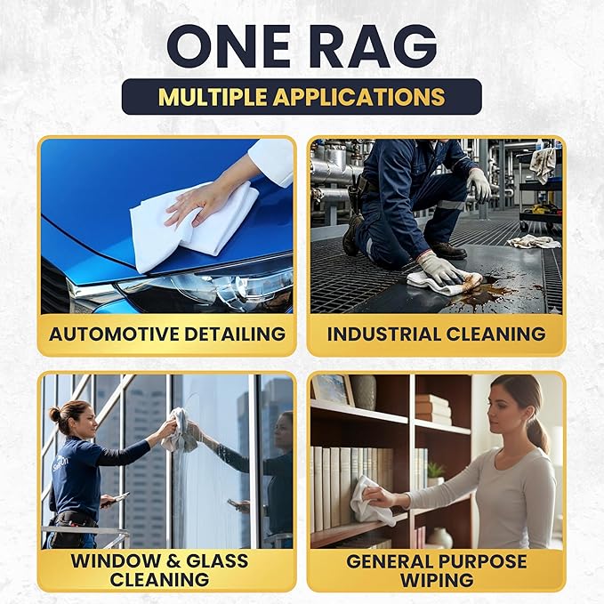 Premium New White Cotton Knit T-Shirt Rags (600 lbs. Pallet 120x5 lbs. Bag of Rags) - Lint-Free, Soft & Absorbent Bulk Cleaning Cloths for Auto, Paint, Garage, Staining & Polishing