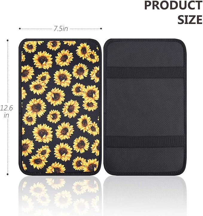 JEOCODY Red Rose Print Car Center Console Armrest Cover Fashion Armrest Cushion Cover Pad Auto Car Interior Decorative Accessories Universal Fit for Sedan, Truck, SUV
