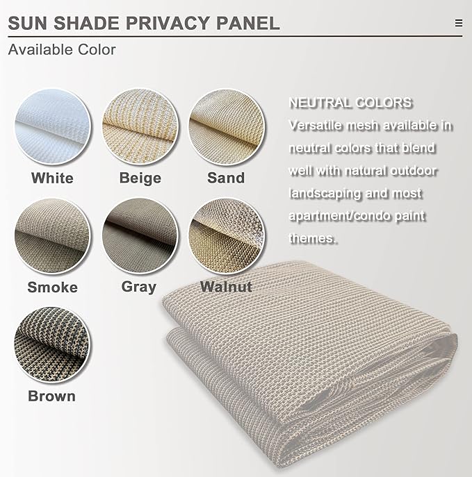 Sun Shade Privacy Panel with Grommets on 4 Sides for Patio, Awning, Window Cover, Pergola or Gazebo (Mocha Brown, 8' x 8')