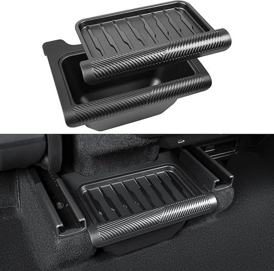 2026 New Model Y Juniper Backseat Trash Can Organizer TPE Storage Box with Anti-Slip Lid Cover Underseat Storage Tray for 2025-2026 Tesla Model Y Juniper Accessories