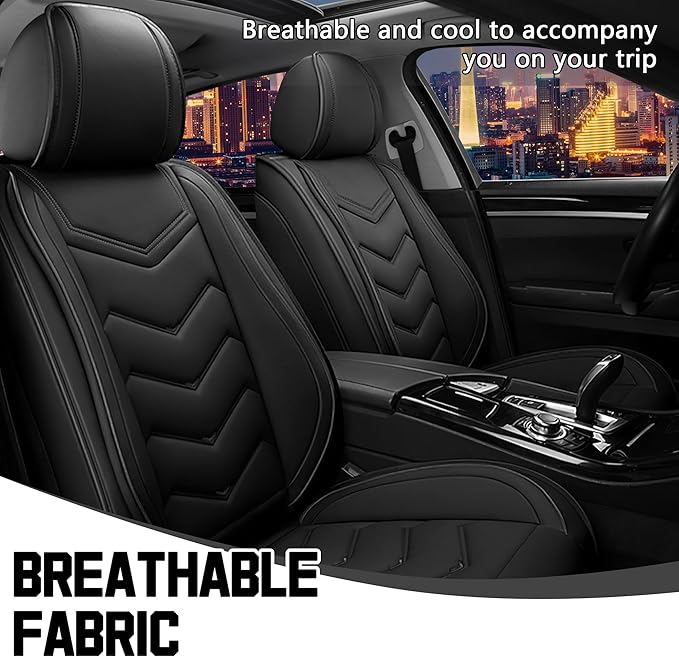 CTDS Car Seat Covers for Mazda CX-5 CX-3 CX-7 CX-9 CX-50 CX-30 CX-70 CX-90 2007-2026, Stylish Sport Seat Cover, Premium Nappa Leather Car Seat Cover.(Standard 2 Seats/Pure Black)