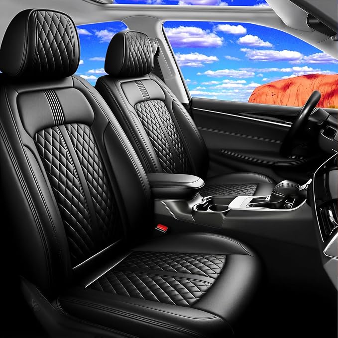 Fit Colorado Car Seat Covers for Select Chevy/Chevrolet Colorado 2015-2026 - Premium Full Coverage Leather, Waterproof & All Weather Seat Cushion Protector, Full Set, Black