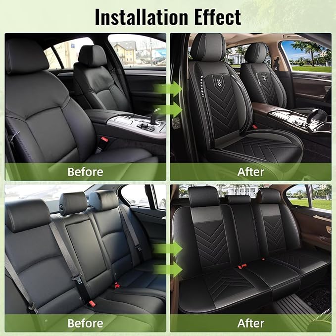 AOMSAZTO Seat Cover Fit for Toyota Highlander 2017-2026: Full Set Waterproof Faux Leather Automotive Seat Covers Vehicle Seat Cushion Protector Car Interior Covers(5 Seats Black&Grey)