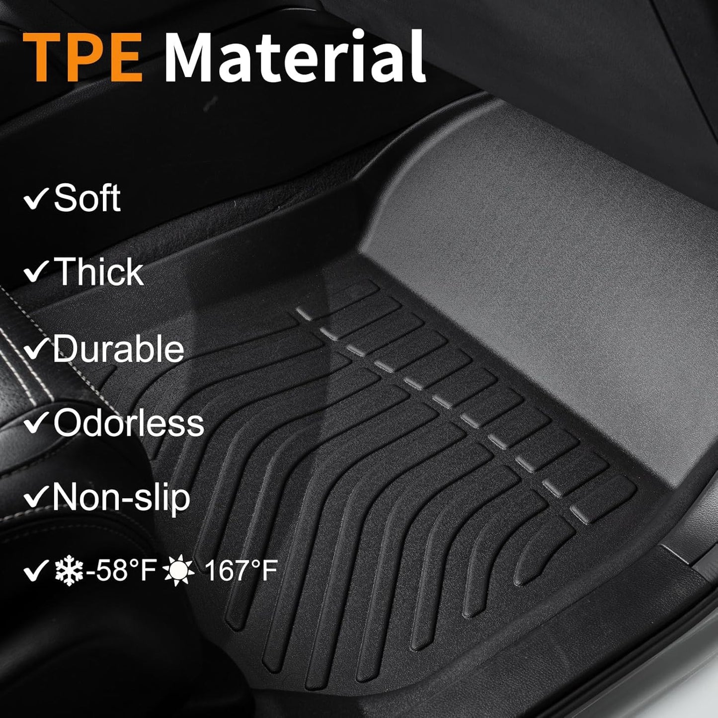 Binmotor-All Weather TPE Floor Mats for 2022-2024 2025 Ford Maverick(Not for Hybrid) & Bronco Sport 4-Door 2021-2024, Heavy Duty Protection Car Floor Liners, Full Set for Ford Maverick Accessories