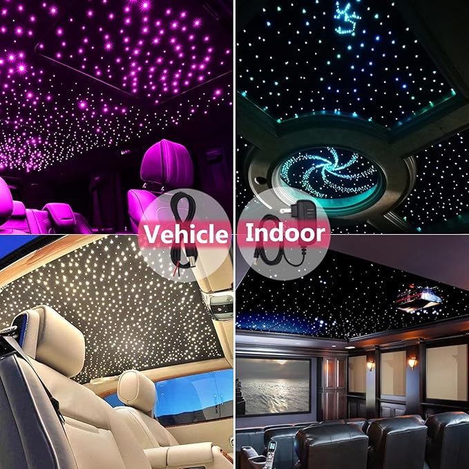 16W Bluetooth APP Control Music Sync Fiber Optic Light Source RGBW Light Box Engine Diver for Car Starlight Headliner Home Indoor Star Ceiling Decoration