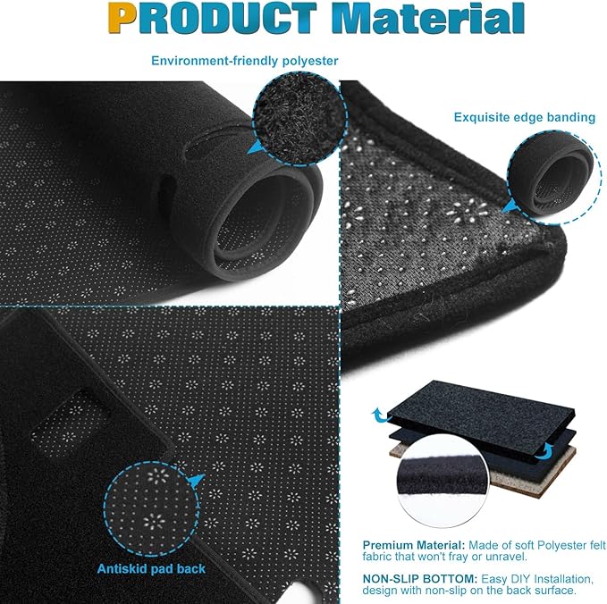 x xotic tech Center Console Dashboard Mat Compatible with Toyota Camry 2025 2026 with HUD, Pre-Cut Non-Slip Sunshield Sun Glare Protector Dash Carpet Pad Black Cover