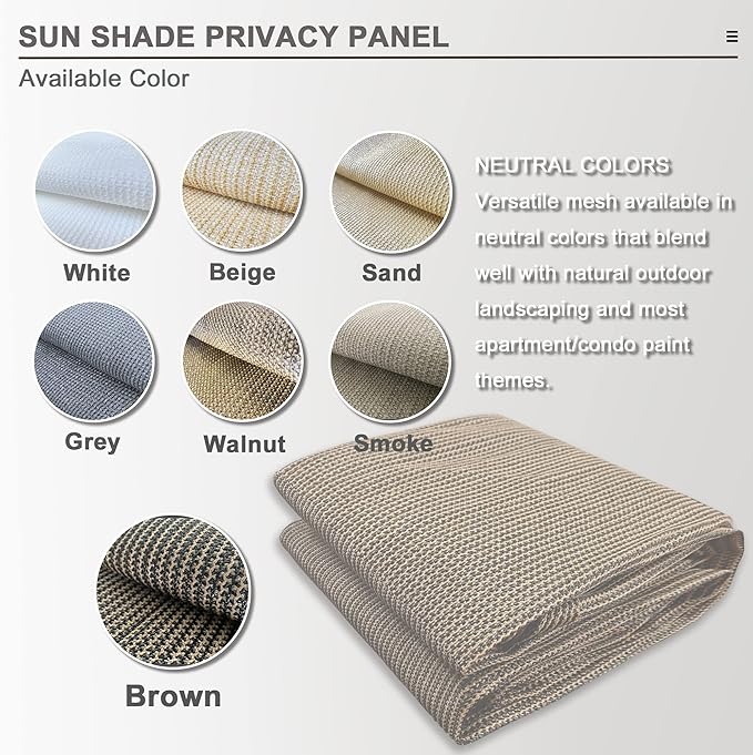 Alion Home Sun Shade Privacy Panel with Grommets and Hems on 4 Sides for Patio, Awning, Window, Pergola or Gazebo - Mocha Brown (8' W x 6' H)