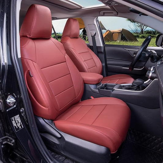 coverdream Rav4 Seat Covers Custom Fit for Toyota Rav4 2013-2018 XLE/Platinum/Limited/SE SUV,Fully Covered,Waterproof Leather Car Seat Protector(Full Set,Wine Red)