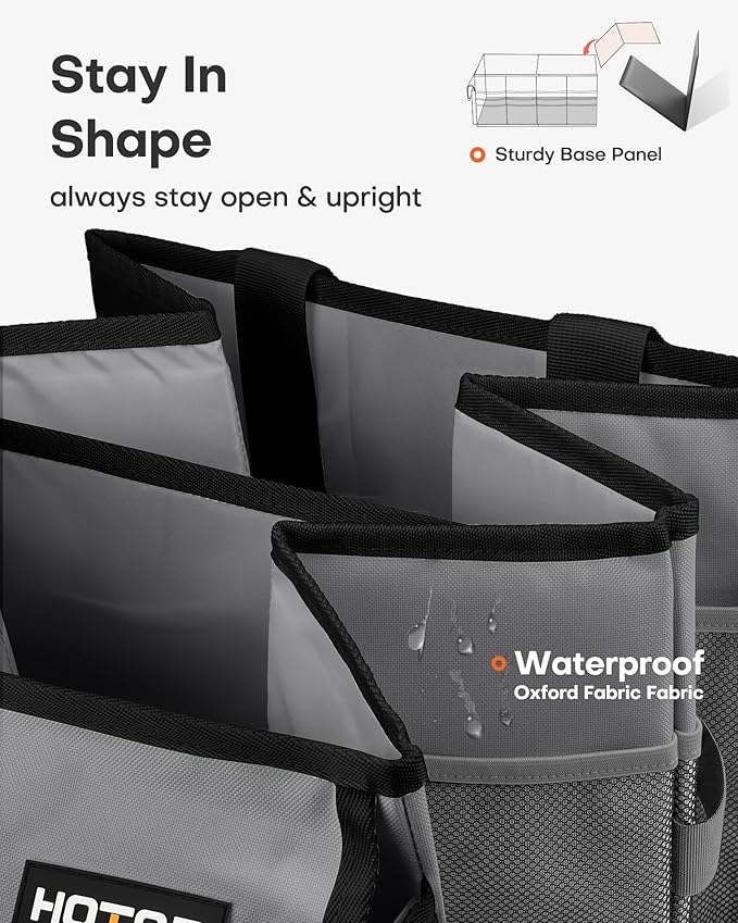 HOTOR Trunk Organizer for Car - Car Organizer, Foldable Trunk organizer for SUVs & Sedans, Sturdy Organization for Car Accessories, Tools, Sundries, Grey, 2 Compartments, 21.3"×12.6"×10.6"
