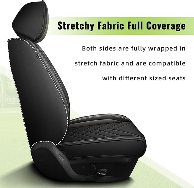 AOMSAZTO Car Seat Cover for Chevrolet Chevy Traverse 2018-2026 Front Set: Waterproof Faux Leather Car Seat Protector from Scratches - Interior Seat Covers Decoration Refresh Accessories - Black&Grey