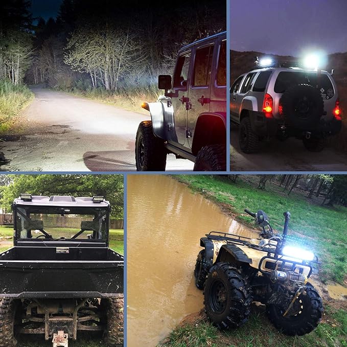Nilight LED Pods 4PCS 6.5 Inch 120W Light Bar Triple Rows Spot Flood Combo Driving Light Waterproof Led Work Light Off-road Truck Car ATV SUV Cabin Boat, 2 Years Warranty