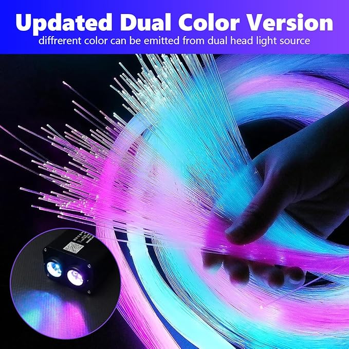 AMKI Dual Color 20W Twinkle Starlight Headliner Kit Mixed 710pcs*13.1ft Cables Fiber Optic Light Sound Activated APP/Remote Control for Car Roof Home Ceiling
