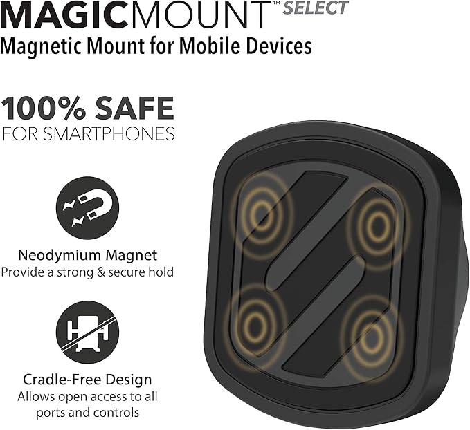 Scosche MMWSM-XCES0 MagicMount Select Magnetic Car Phone Holder - Strong Magnet Mount for iPhone and Android - Secure Magnetic Cell Phone Mount for Window or Dash - Universal 360° Adjustable Head