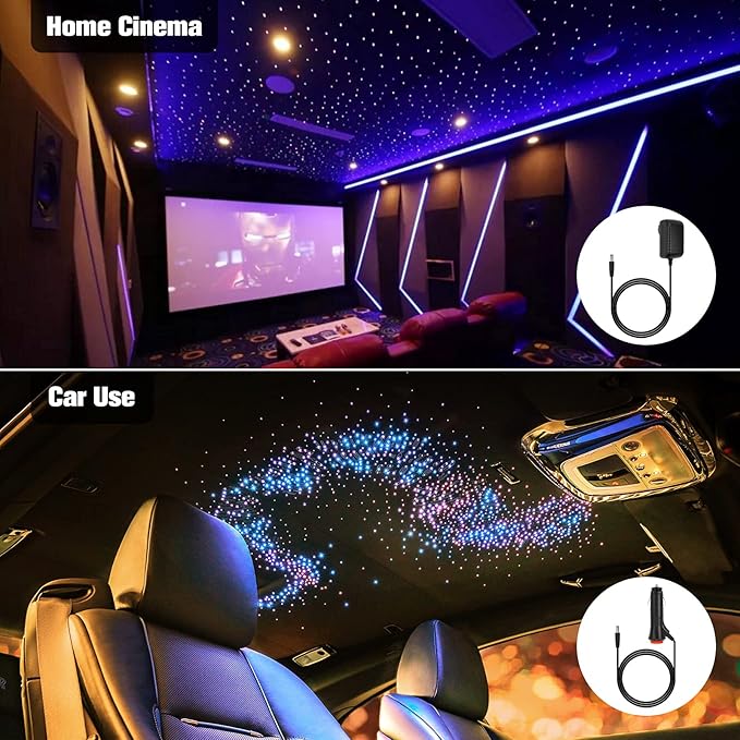 CHINLY 550pcs Starlight Headliner Kit, Upgraded Twinkle Lights, RGBW Fiber Optic Lights, Car Star Lights for Ceiling Car Theater, 0.03in 9.8ft