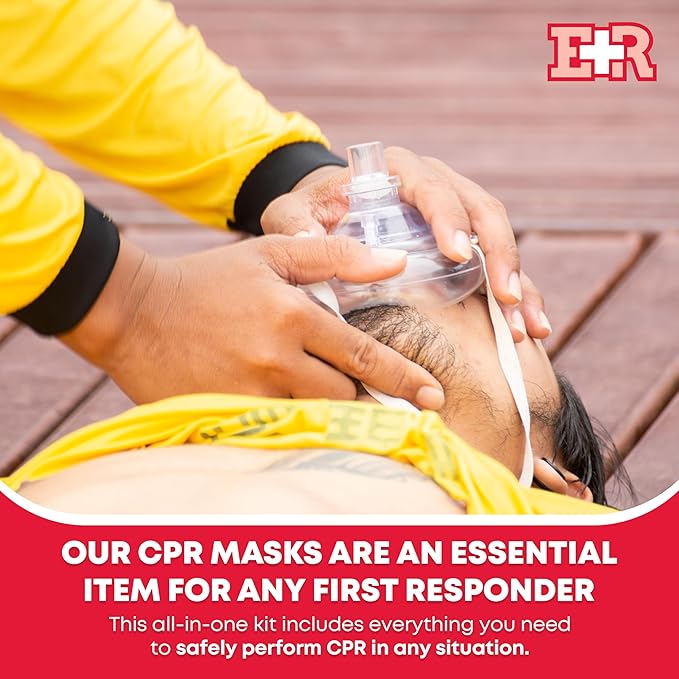 Ever Ready First Aid Adult and Infant CPR Mask Combo Kit with 2 Valves with Pair of Vinyl Gloves & 2 Alcohol Prep Pads - Red (2)