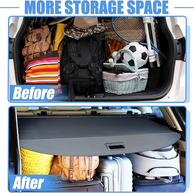 uxcell Retractable Cargo Cover for Honda Passport 2019-2023 Waterproof Non Slip SUV Rear Trunk Shielding Shade Black