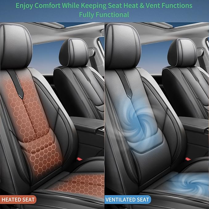 Fit Prius Car Seat Covers for Toyota Prius 2001-2024 2025 2026 -Upgraded Premium Waterproof & Breathable Leather,Airbag Compatible,All-Weather Seat Cushion Protector,Full Set,Black