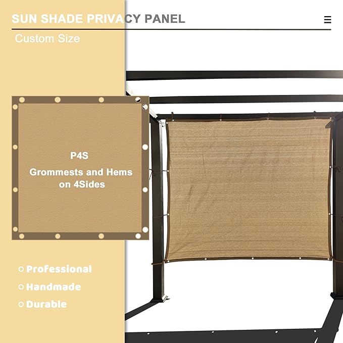 Sun Shade Privacy Panel with Grommets on 4 Sides for Patio, Awning, Window Cover, Pergola or Gazebo (Walnut, 10' x 10')