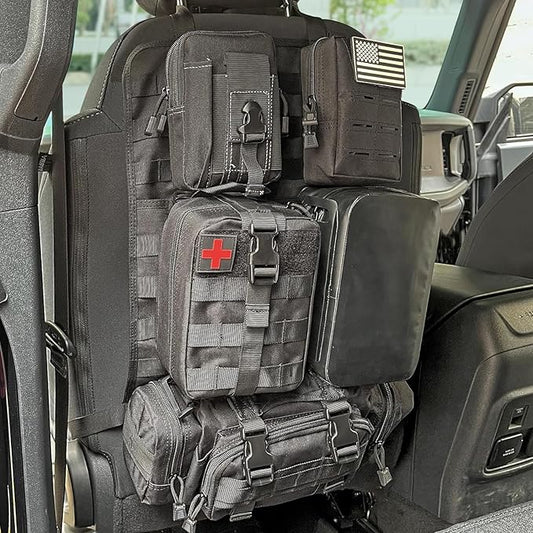 Z8 Tactical Seat Back Organizer, Universal Car Seat Back Cover with 5 Mole Bags in Different Sizes, Universal Fits All Vehicles