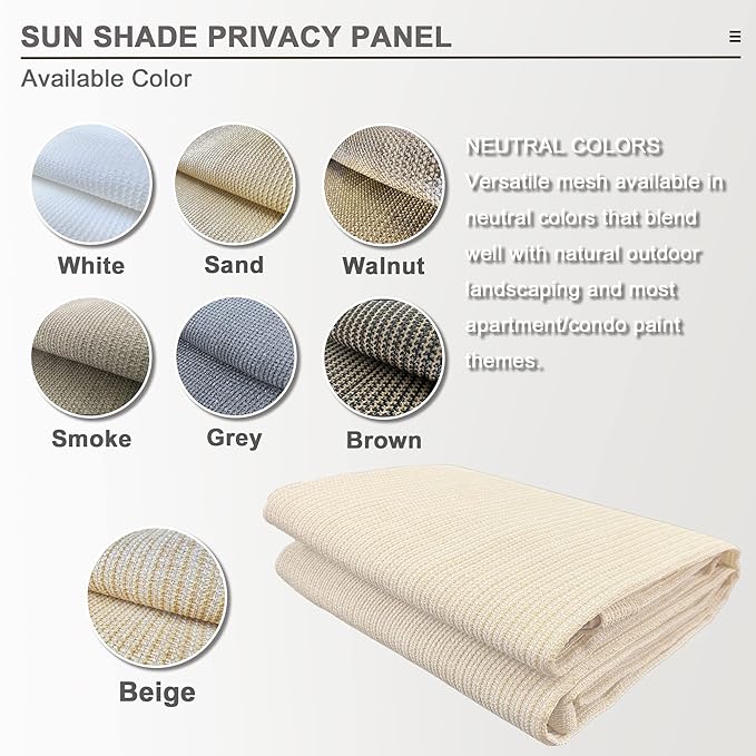 Sun Shade Privacy Panel with Grommets on 4 Sides for Patio, Awning, Window Cover, Pergola or Gazebo (Banha Beige, 10' x 8')