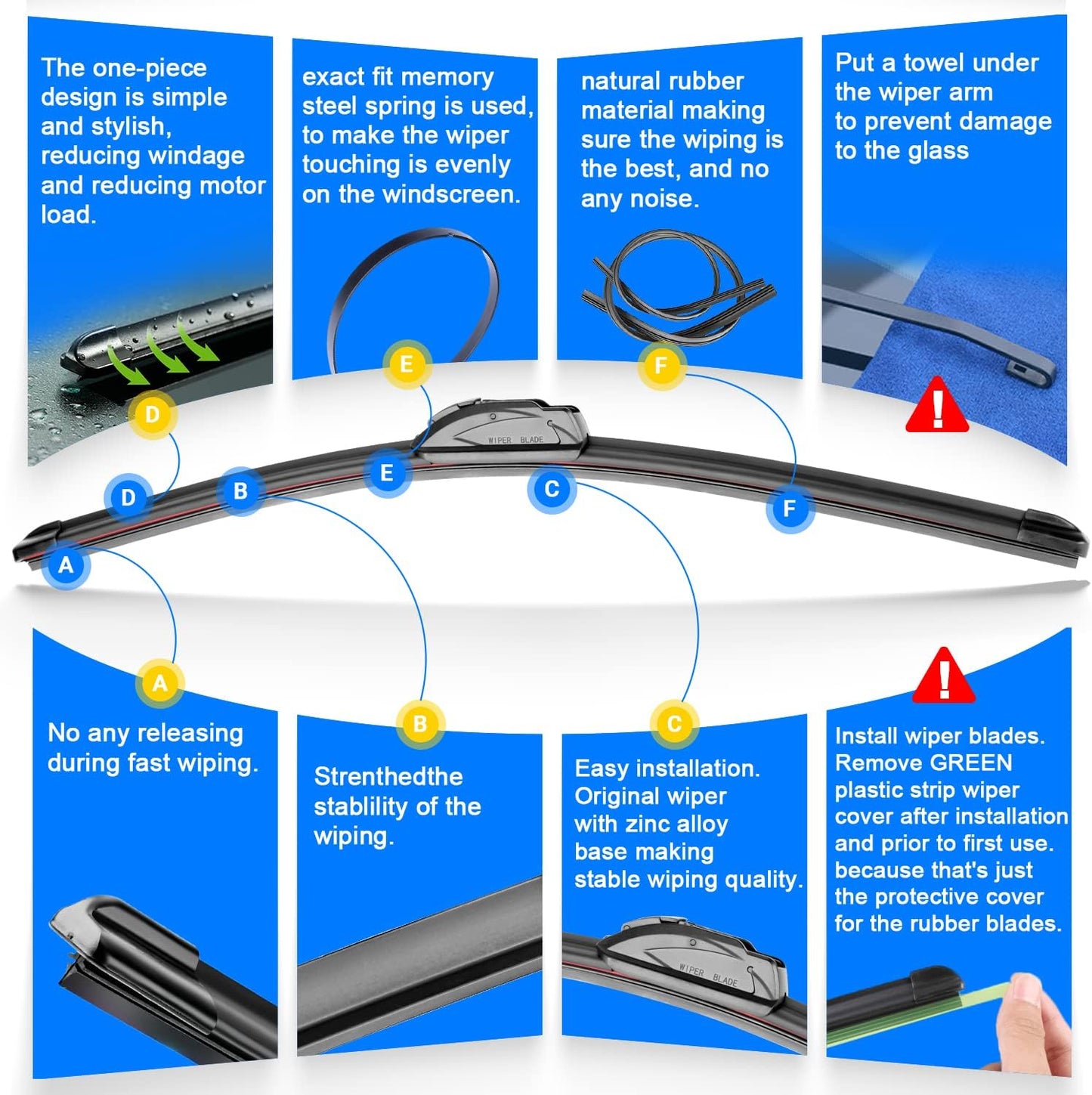 Windshield Wiper Blades Replacement for Mitsubishi Outlander Sport 2011-2022 Original Factory Quality Front Rear Wipers Blade Set for My Car - 24" 21" 10" (Pack of 3)