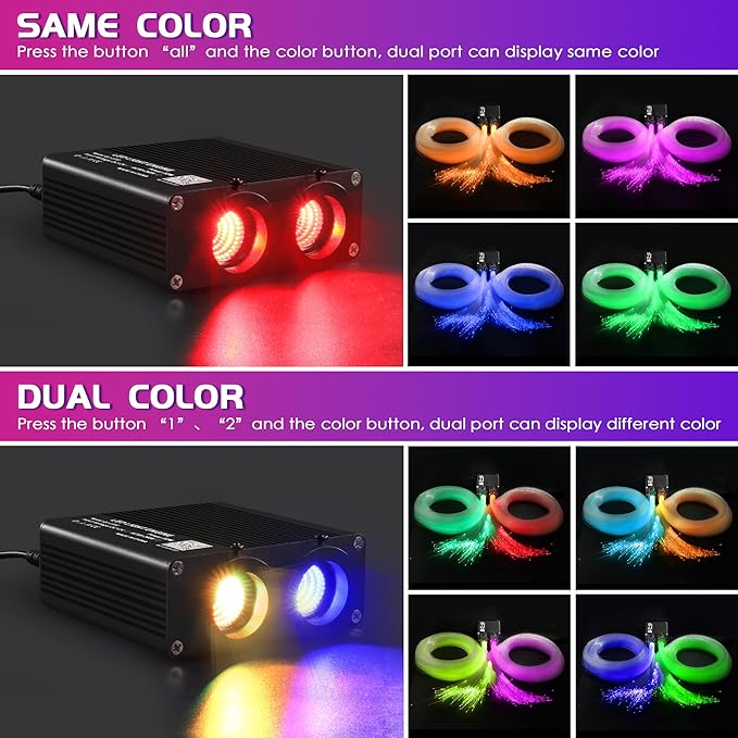 ATOKEE 32W Dual Color Starlight Headliner Kit, Sound Activated Fiber Optic Star Roof Lights with APP/Remote Control, 700pcs 0.03in 9.8ft