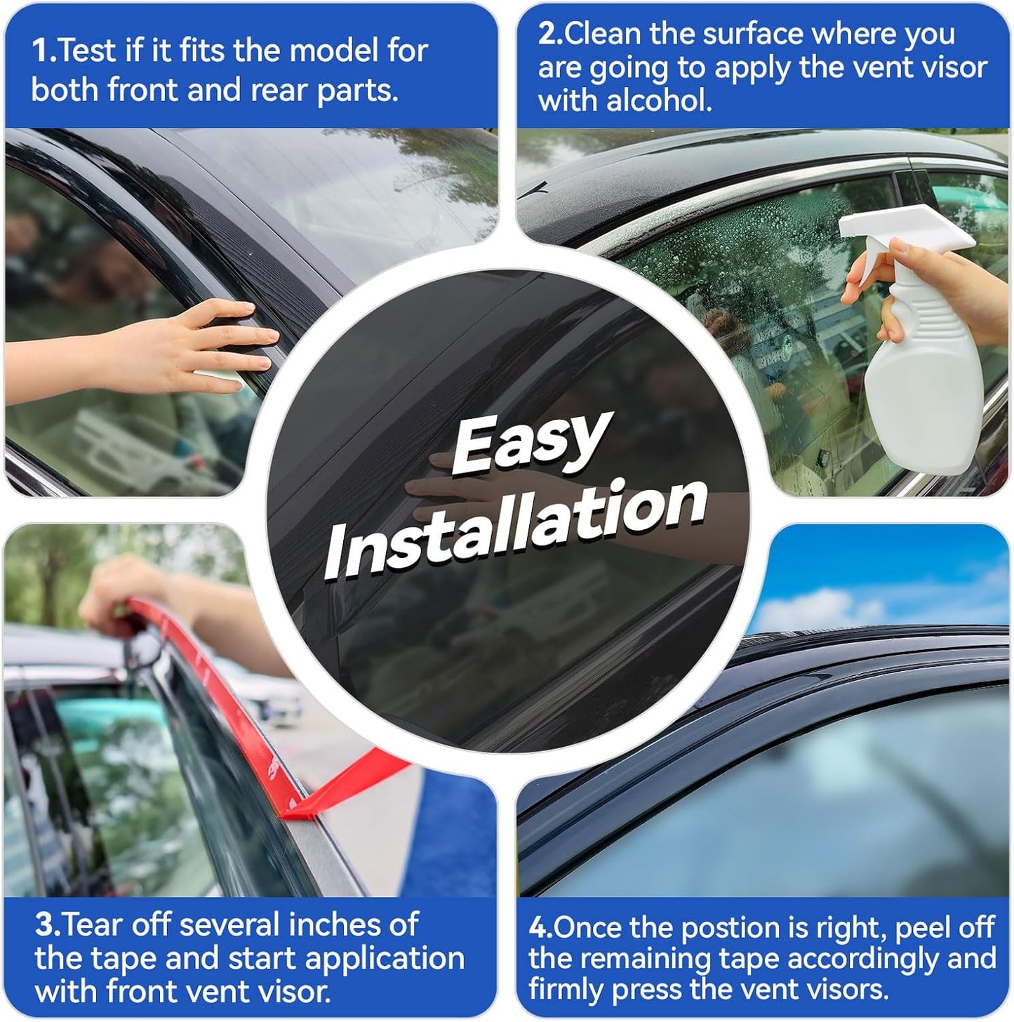 Window Visors Rain Guards Shield for 1998-2002 Toyota Corolla Sedan, Out-Channel Window Vent Wind Deflectors Visors Shades for 98-02 Corolla