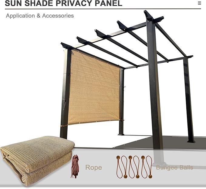 Sun Shade Privacy Panel with Grommets on 4 Sides for Patio, Awning, Window Cover, Pergola or Gazebo (Walnut, 10' x 10')