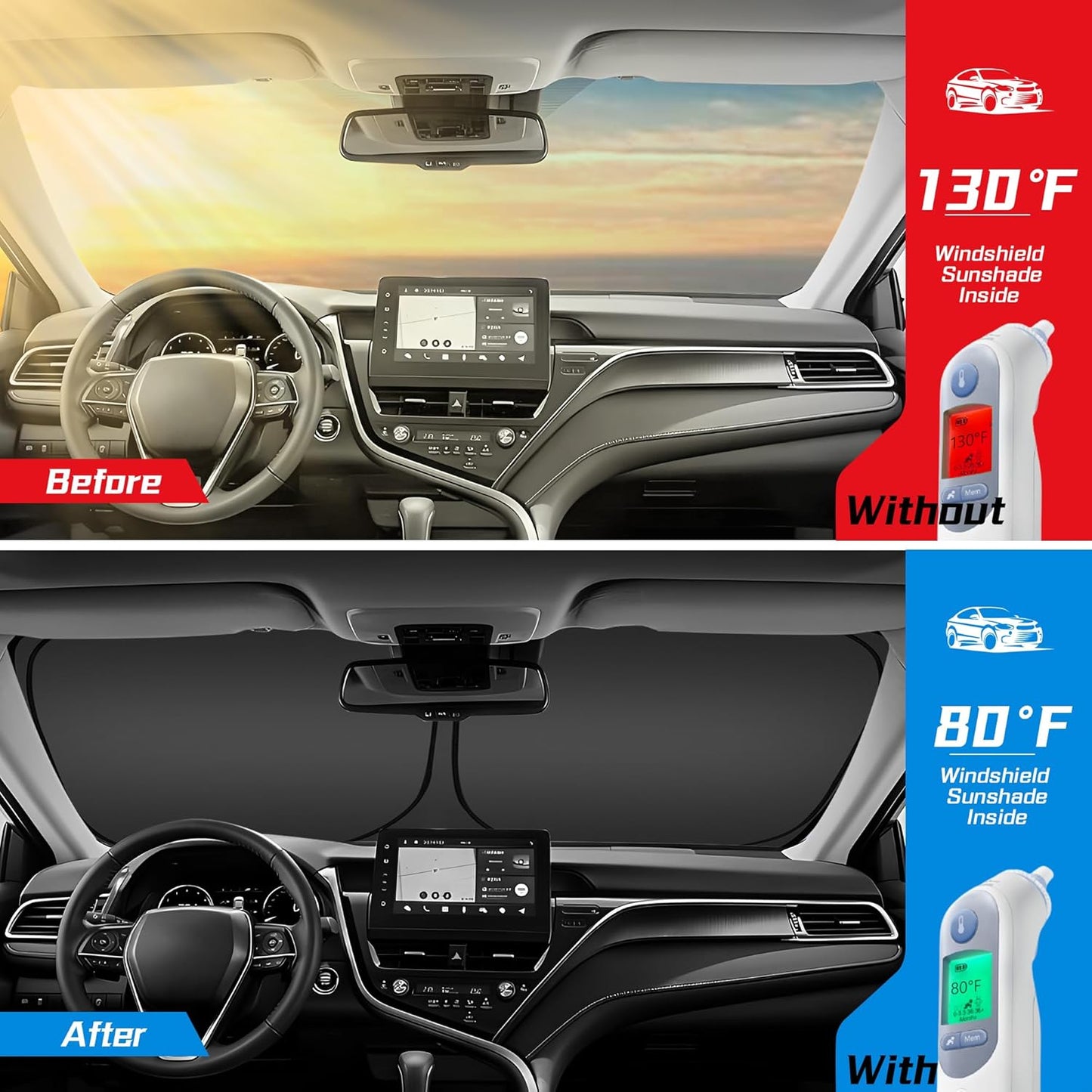 ARISMOTOR Windshield Sun Shade for Honda Civic 11th Gen 2022-2025, Custom Fit Foldable Front Window Sunshade Sun Visor Protector, Block UV Rays Keep Your Car Cooler