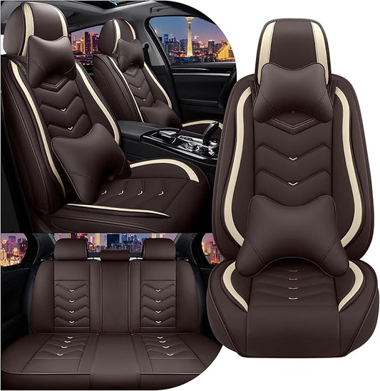 CTDS Car Seat Covers for Honda HR-V 2016-2026, Stylish Sport Seat Cover, Premium Nappa Leather Car Seat Cover. Automobile Seat Covers Sets.(Luxury 5 Seats/Coffee Color)