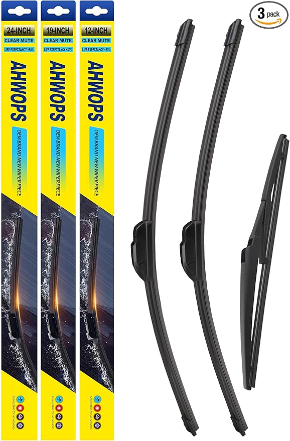 3 Wiper Front and Rear Wiper Blades for 2009-2020 Dodge Journey, OE Original Style (24″/19″ Front/12″ Rear) For My Car