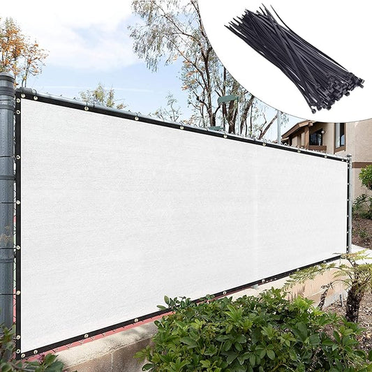 Royal Shade Custom Size 6' x 145' White Fence Privacy Screen Windscreen Cover Netting Mesh Fabric Cloth - Cable Zip Ties Included (We Make Custom Size)