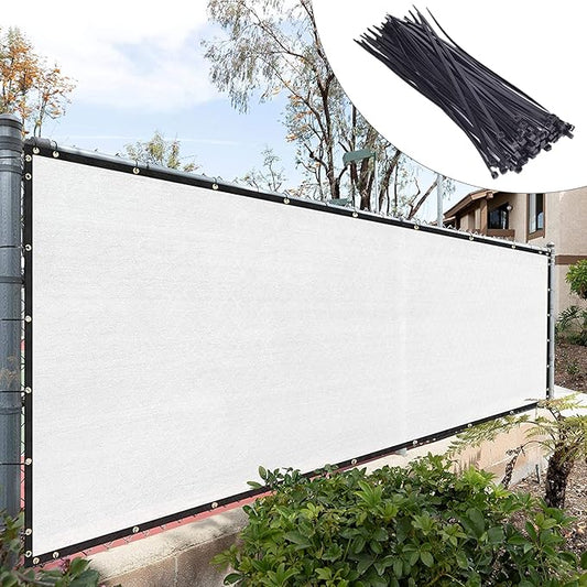 Royal Shade Custom Size 6' x 23' White Fence Privacy Screen Windscreen Cover Netting Mesh Fabric Cloth - Cable Zip Ties Included (We Make Custom Size)