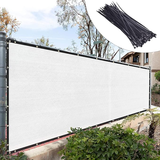 Royal Shade Custom Size 5' x 30' White Fence Privacy Screen Windscreen Cover Netting Mesh Fabric Cloth - Cable Zip Ties Included (We Make Custom Size)