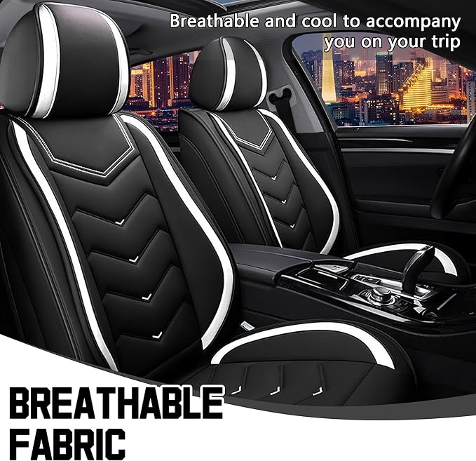 CTDS Car Seat Covers for Honda HR-V 2016-2026, Stylish Sport Seat Cover, Premium Nappa Leather Car Seat Cover. Automobile Seat Covers Sets.(Standard 2 Seats/Black White)