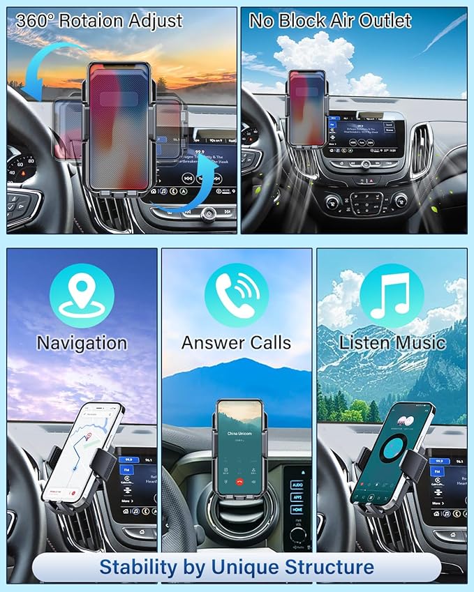 PZK Car Phone Mount for Mazda CX-5 CX5 2017 2018-2023 2024 2025 Accessories Custom Air Vent Car Phone Holder Auto Lock Hands Free 360° Rotation Cell Phone Automobile Cradles for iPhone Samsung