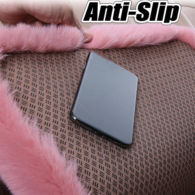 Plush Car Seat Cushion, Soft Warm Fuzzy Faux Rabbit Fur Fluffy Plush Auto Seat Cover Vehicle Car Front and Back Seat Protector Pad with Non-Slip Backing Cushion Interior Universal Fit (Brown,3PCS)