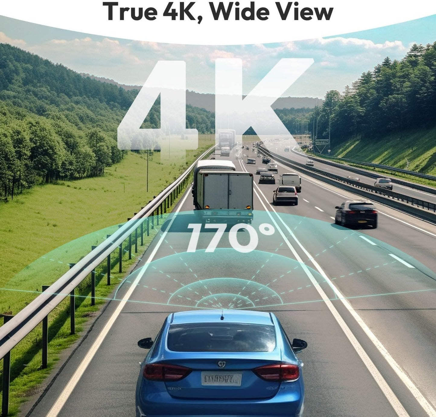 4k Dash Cam Front and Rear, 24/7 Parking Monitor with Hardwired Kit, 170° Ultra Wide Dashcam, ADAS, IMX415 Sensor, Night Vision, WDR, Loop Recording, 5G/2.4G WiFi & GPS, Free 64GB Card