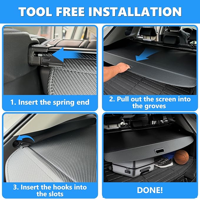 MIALUTY® Cargo Cover for 2018-2025 Chevy Equinox GMC Terrain Retractable Trunk Cover Equinox Terrain Accessories Anti-Peeping Privacy Screen,Trunk Luggage Shield Shade Carbon Fiber Texture